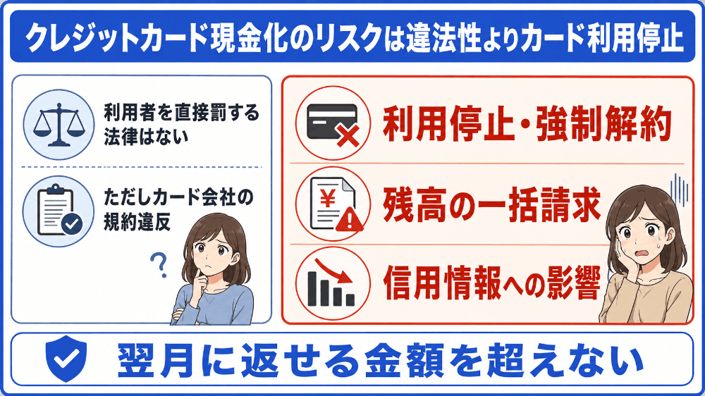 クレジットカード現金化のリスクは違法性よりカード利用停止